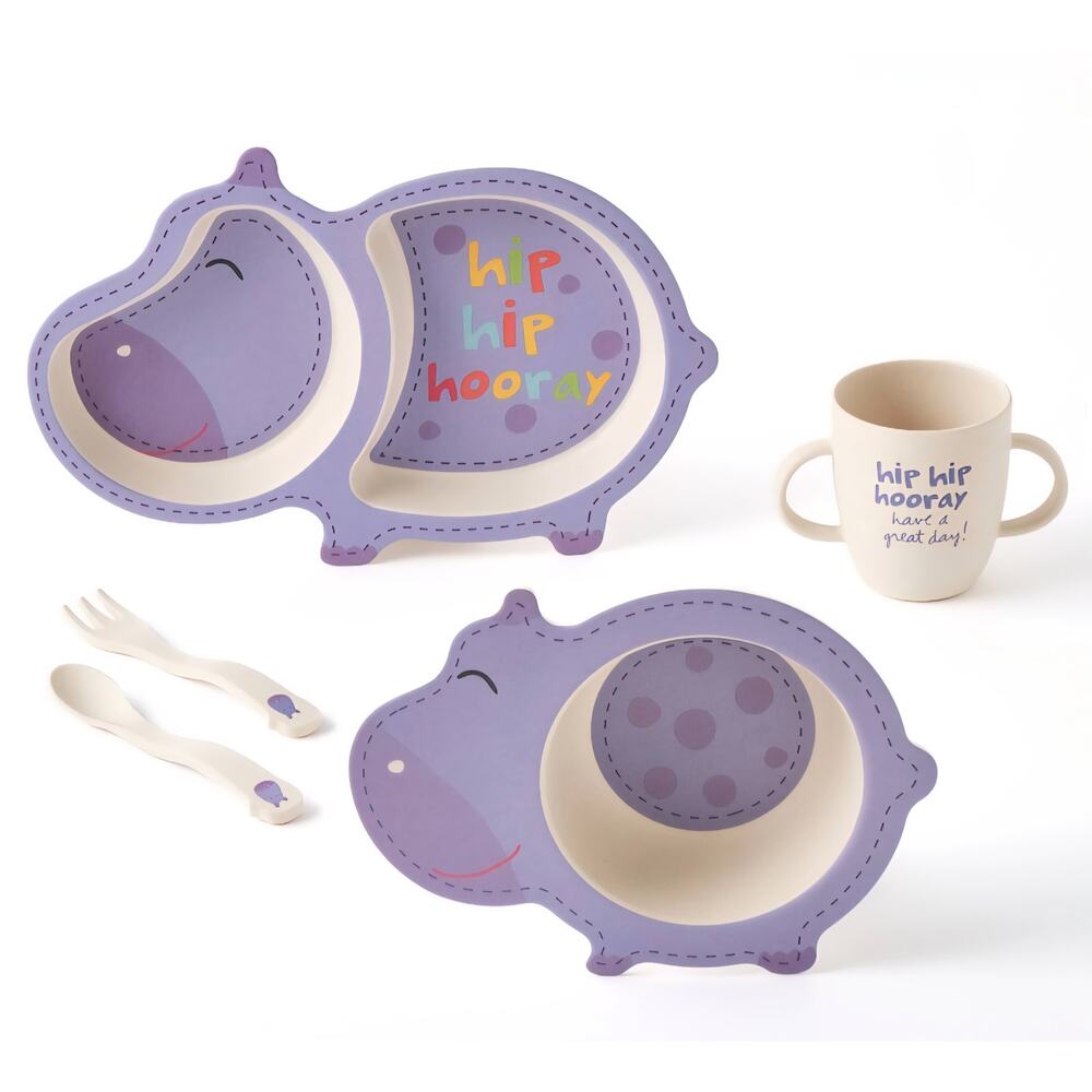 Tiny Footprint Toddler Dinner Set Harley Hippo Non Toxic